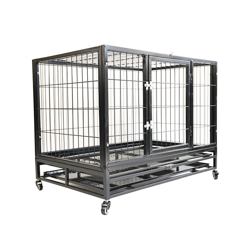 DH120-2 Robuste Metall-Hundekäfig-Haustierkiste mit ABS-Tablett