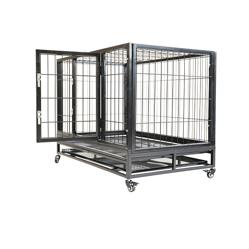 DH120-2 Robuste Metall-Hundekäfig-Haustierkiste mit ABS-Tablett