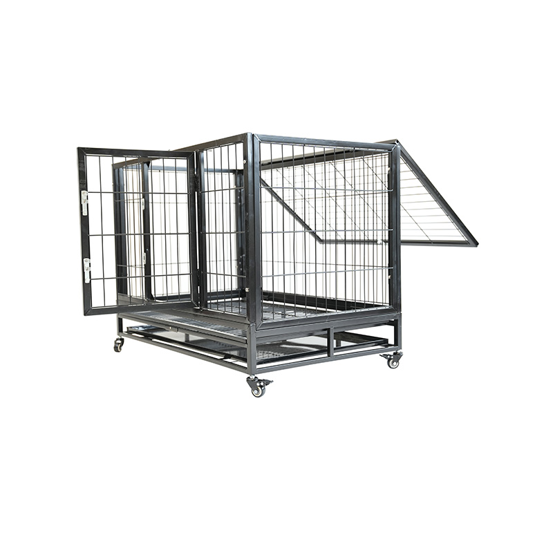 DH120-2 Robuste Metall-Hundekäfig-Haustierkiste mit ABS-Tablett