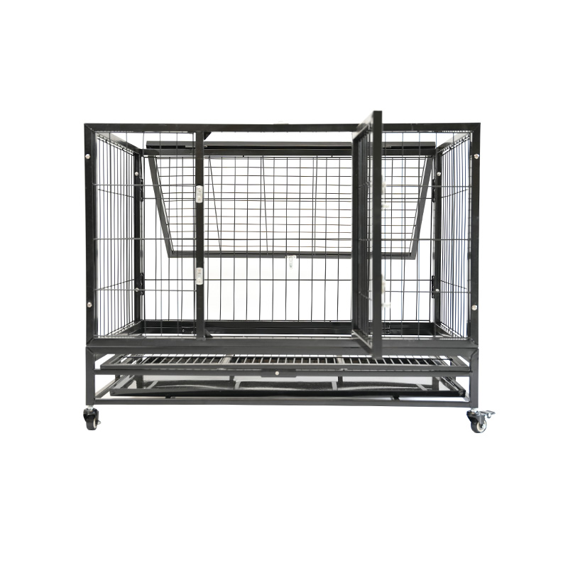 DH120-2 Robuste Metall-Hundekäfig-Haustierkiste mit ABS-Tablett