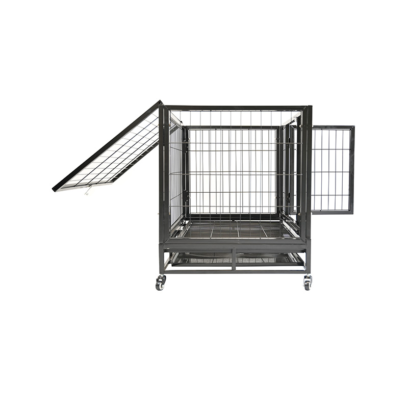 DH120-2 Robuste Metall-Hundekäfig-Haustierkiste mit ABS-Tablett