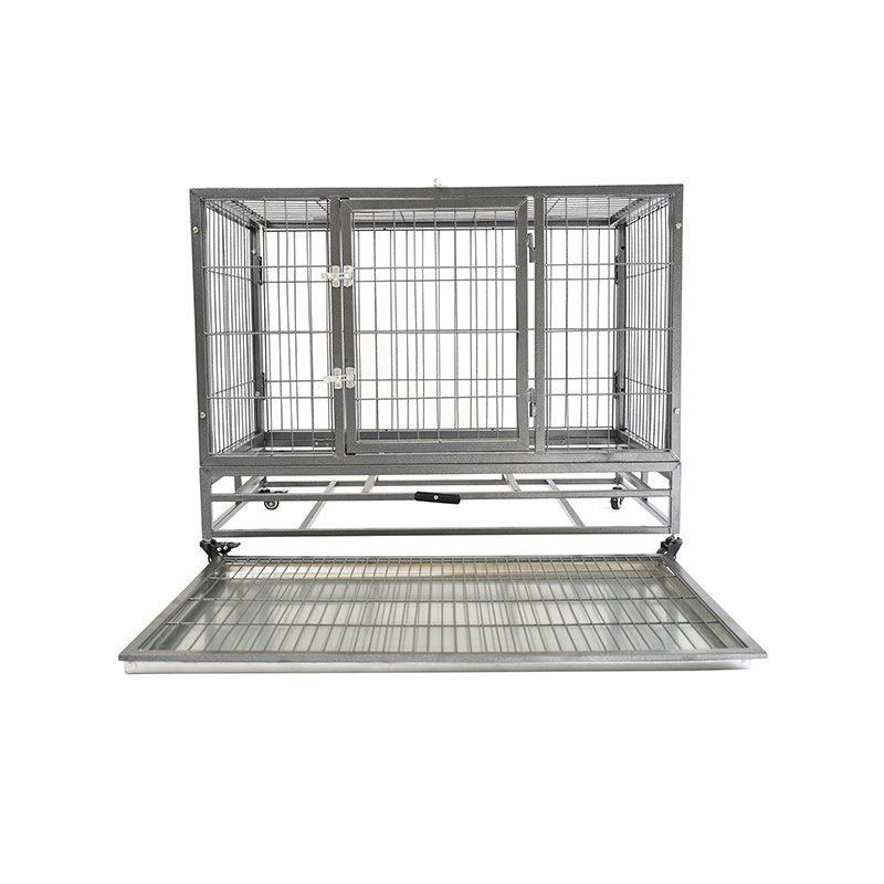 DH120-2 Robuste Metall-Hundekäfig-Haustierkiste mit ABS-Tablett