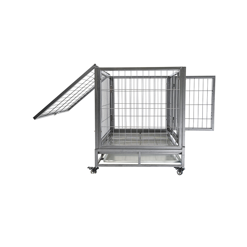 DH120-2 Robuste Metall-Hundekäfig-Haustierkiste mit ABS-Tablett